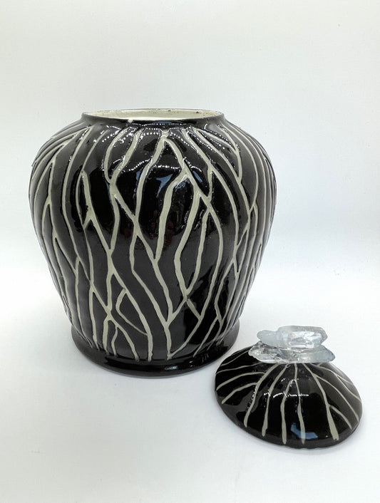 Black Bark Tall Lidded Container