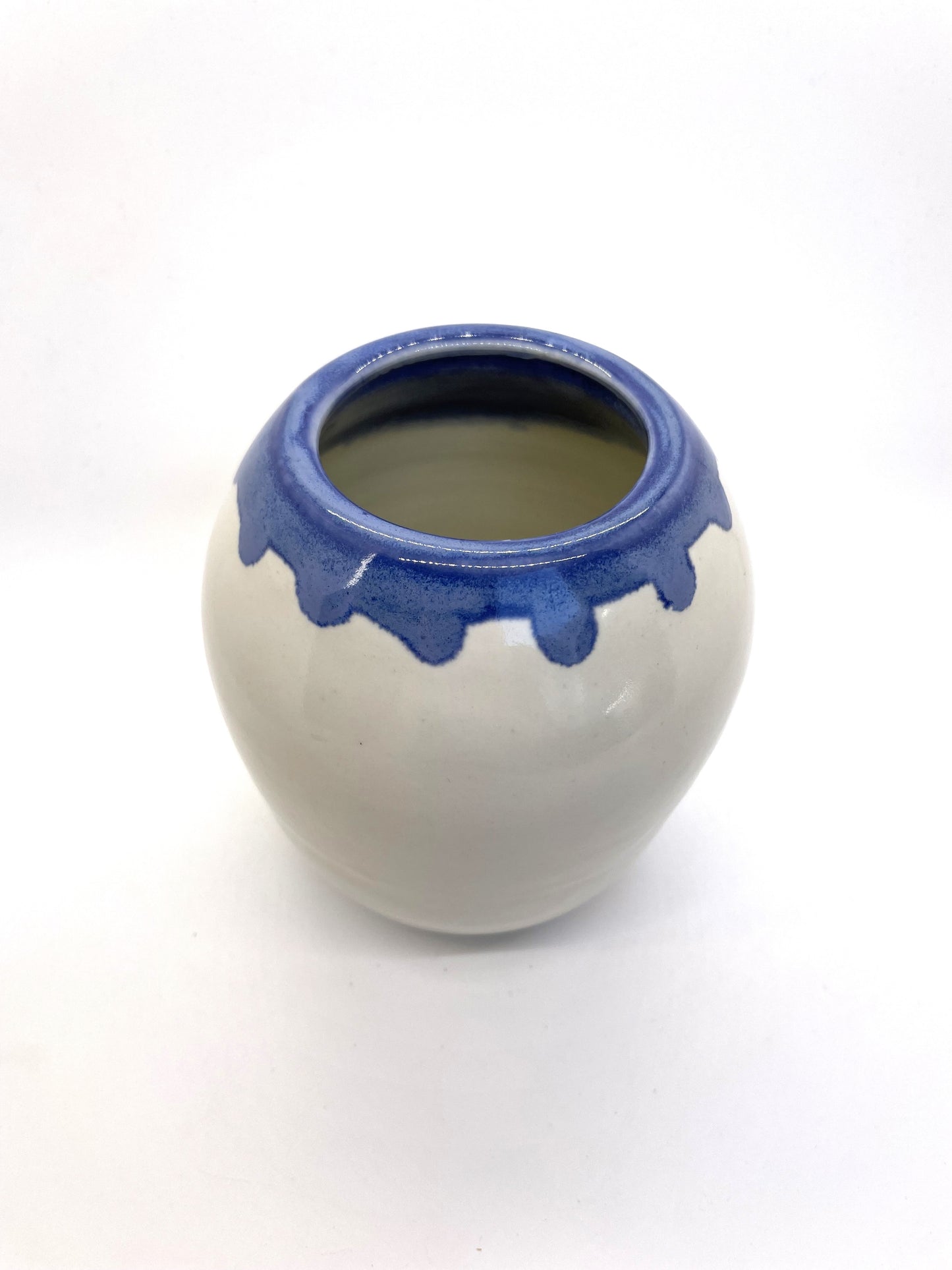 White and Mottled Cobalt Vase