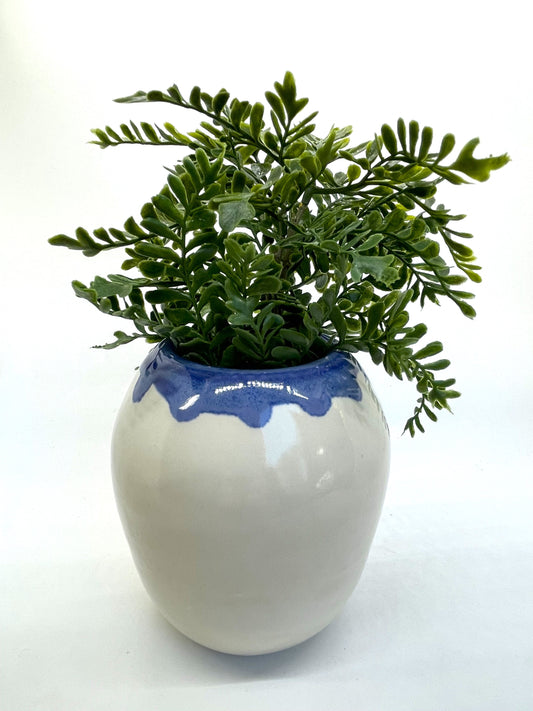 White and Mottled Cobalt Vase