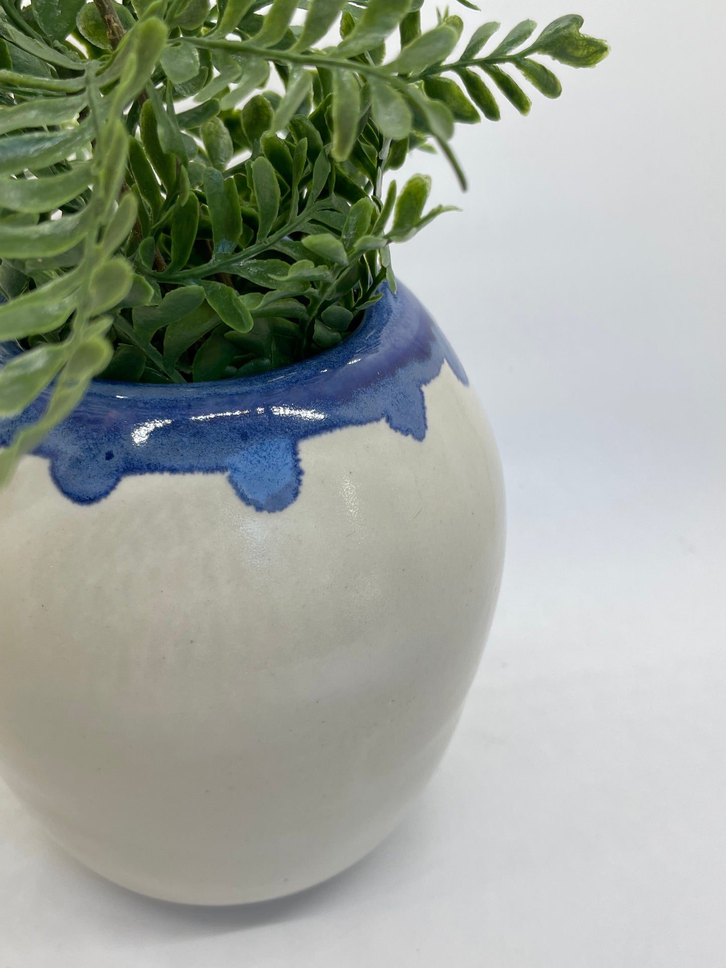 White and Mottled Cobalt Vase