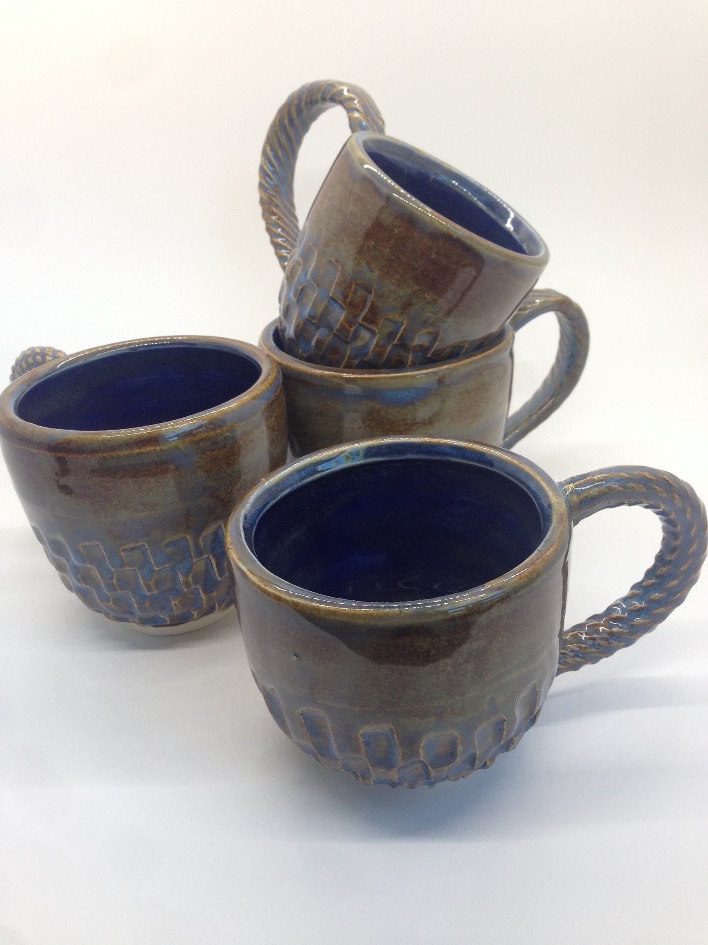 Blue Faceted Tea Cup