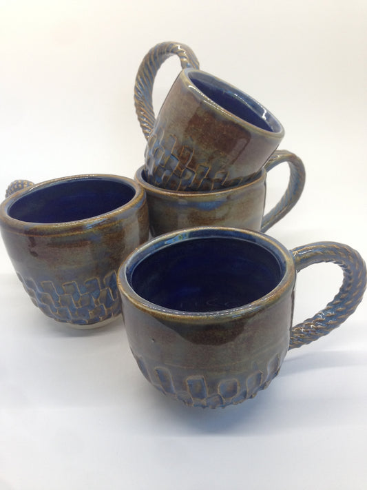 Blue Faceted Tea Cup